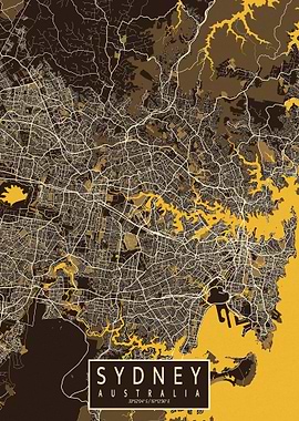 Sydney City Map Pastel