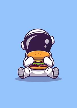 Astronaut eating burger