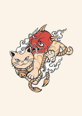 Printjapanese cute neko