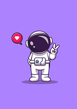 Astronaut with hand peace