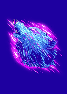 Colorful abstract wolf