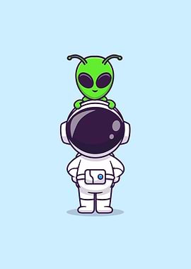 Cute alien on astronaut