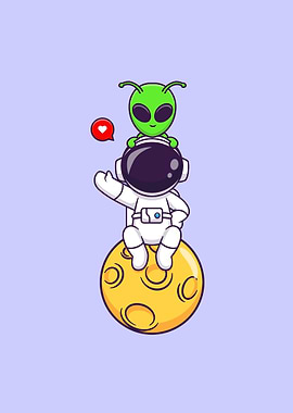 Cute astronaut with alien