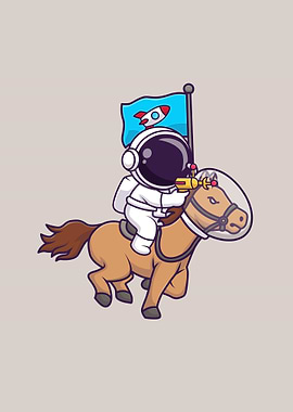 Astronaut riding horse