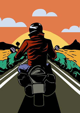 Motorcyclist on the Road