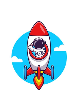 Astronaut riding rocket