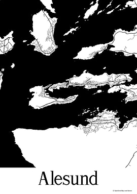 Alesund White Map