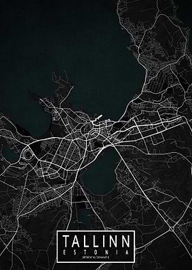 Tallinn City Map Dark