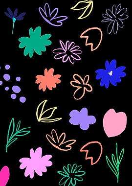 Black Colourful Flower