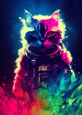 Colorful Cat Astronaut