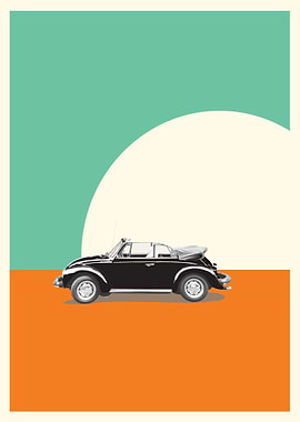 Vintage car on the beach