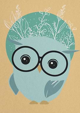 Cute owl with glasses