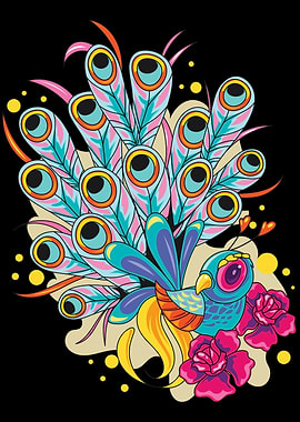 Peacock spreading feather