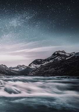 Mountain Under Starry Sky
