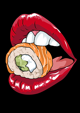Sushi Gift Women Red Lips