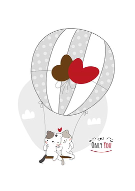 cute cats with balloon