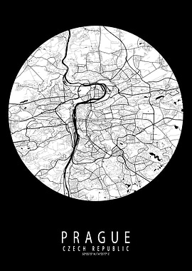 Prague City Map Full Moon