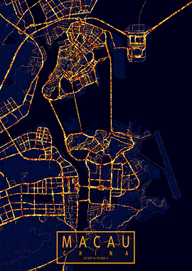Macao Map City At Night