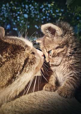 tomcat meets his kitten