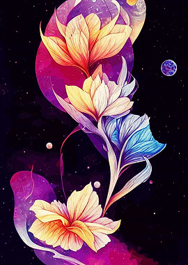 Galaxy Flower Painting