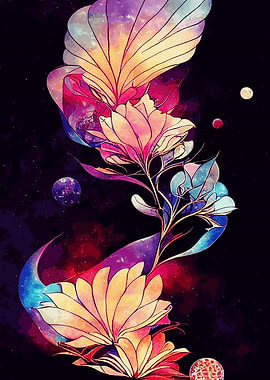 Space Flower Galaxy Art