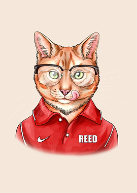 Daddy cat wearing glasses