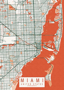 Miami City Map Bohemian