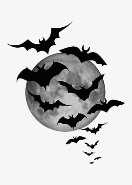 Bat Grey Moon Black Bats