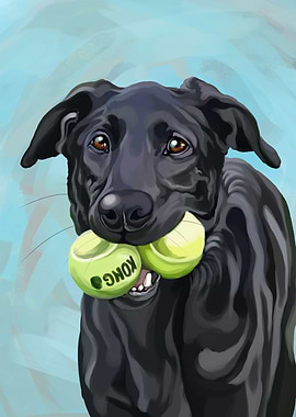 Dog with he favorite balls