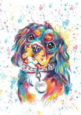 Colored cavalier king dog