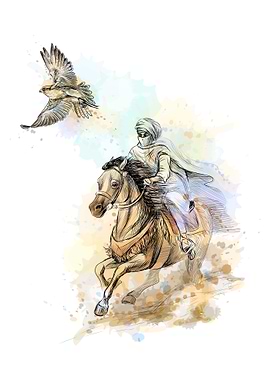 Falcon hunting arabian man