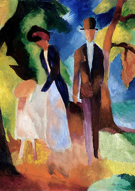 People by a Blue Lake