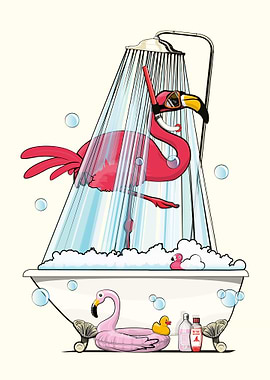 Flamingo in the Shower