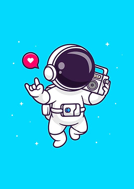 Cute astronaut listening