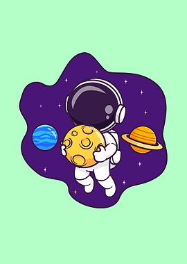 Cute astronaut floating
