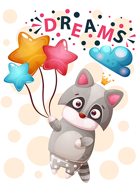 Cute racon with balloons