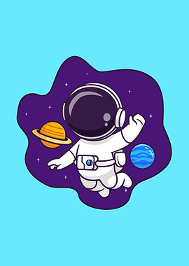 Cute astronaut floating