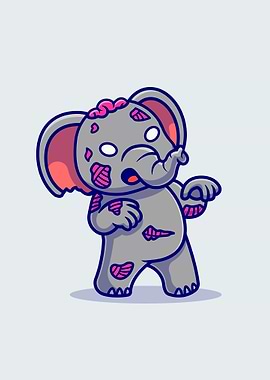 Cute elephant zombie