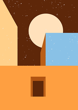 House and Night moon view