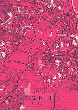 New Delhi Map Blossom