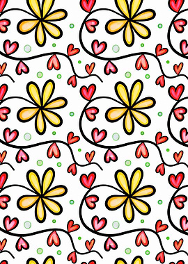 Doodle Heart Flower 01