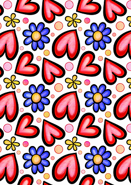 Doodle Heart Flower 07