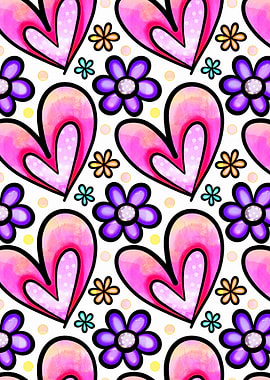 Doodle Heart Flower 06
