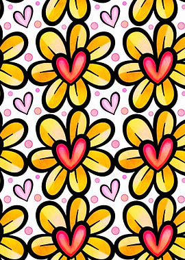 Doodle Heart Flower 09