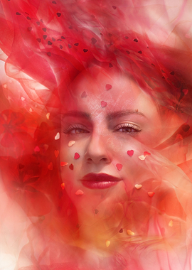 Heart Shapes with Red Veil