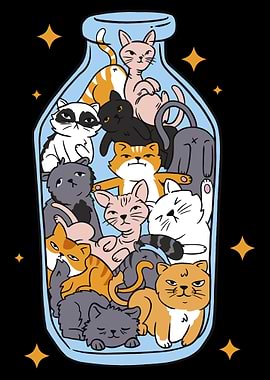 Funny Cats in the Bottle