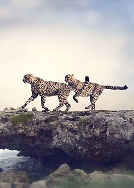 Two Cheetahs walking
