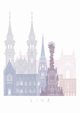 Linz skyline poster