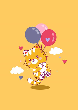 Cute cat flying
