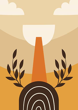 Boho rainbow leaf sky art